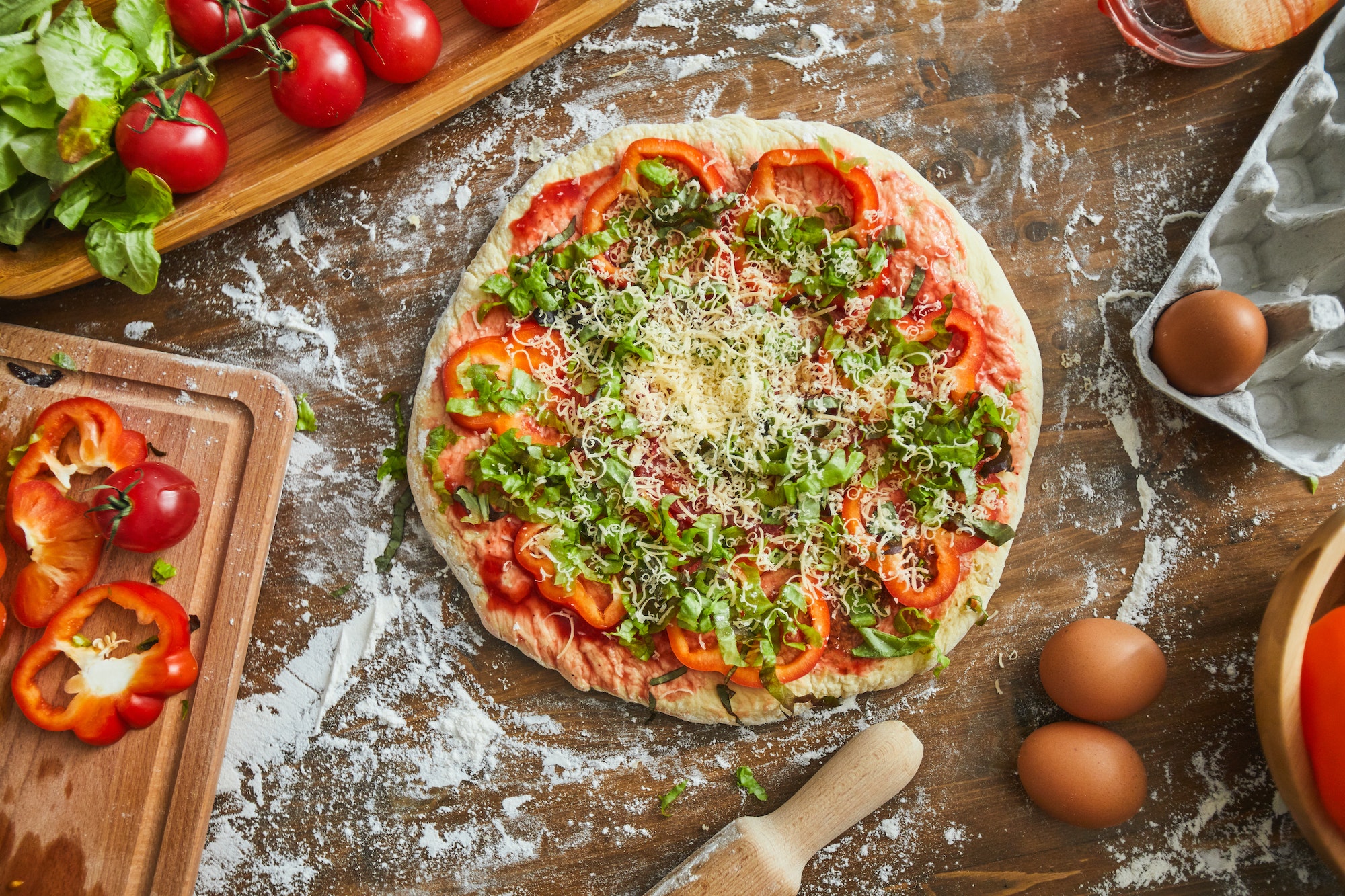 Homemade pizza with vegetables